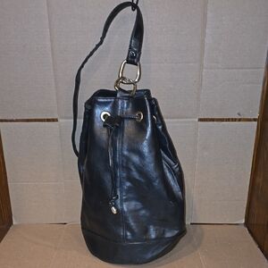 Jennifer Moore Black Leather Hobo Bag with Silver Hardware